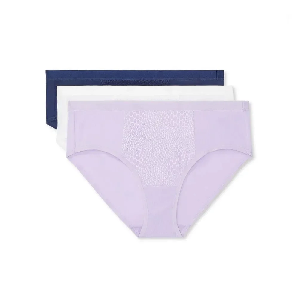 Tummy-Smoothing Microfiber Hipsters Underwear Panty 2, 3-Packs Size S5